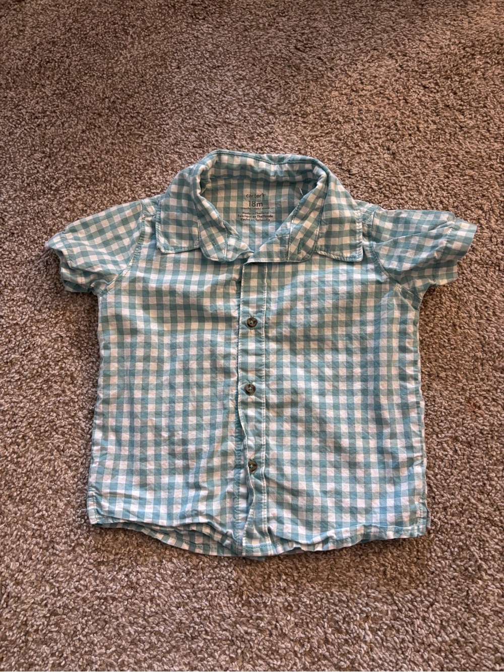 Carter’s Button-Down Shirt - Light Blue Gingham 18M